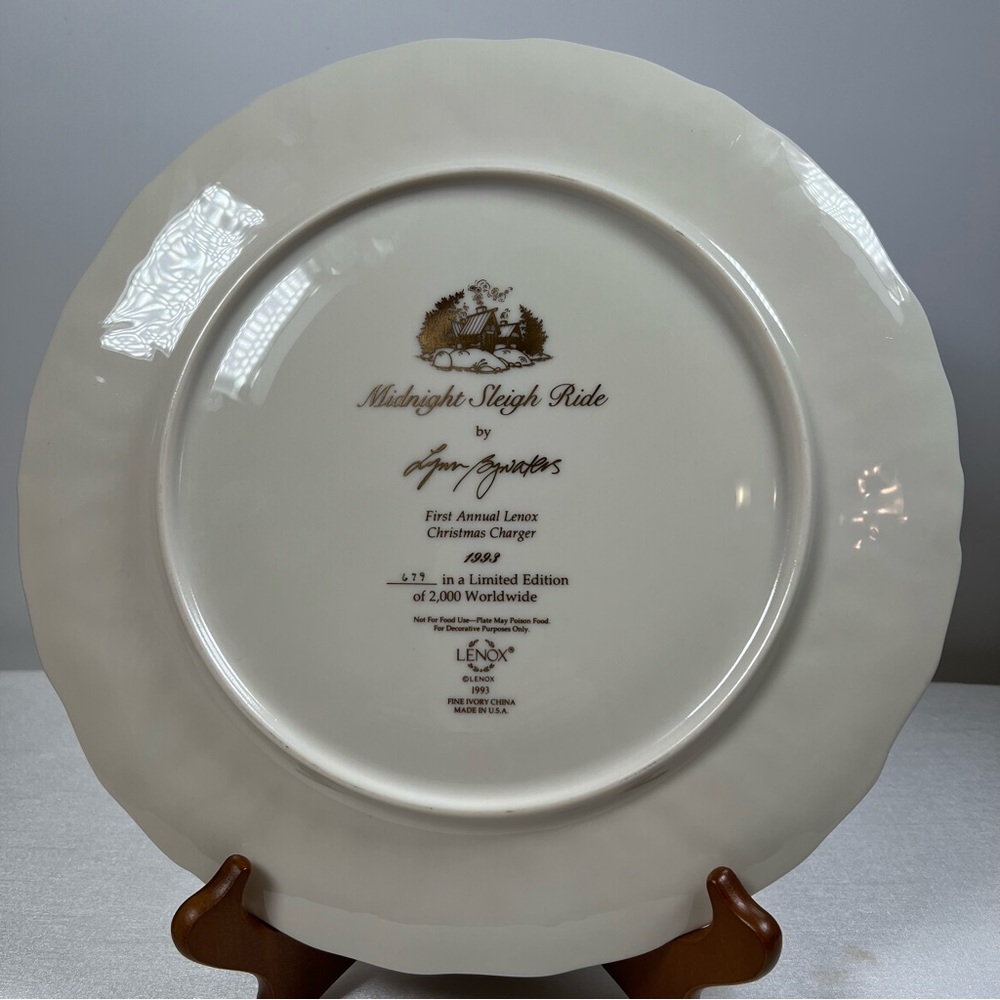 Lenox China Midnight Sleigh Ride Charger Plate First Annual - Picture 5 of 6